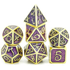 Metal Dice | Purple Enamel w/ Gold Dragon | Set of 7
