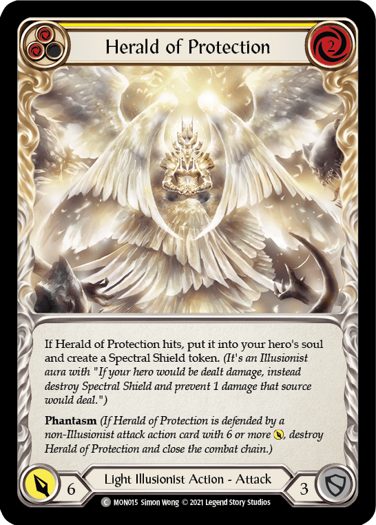 Herald of Protection (Yellow) [MON015-RF] (Monarch)  1st Edition Rainbow Foil