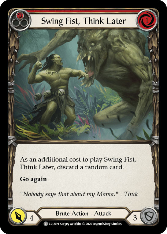 Swing Fist, Think Later (Red) [CRU019] (Crucible of War)  1st Edition Rainbow Foil