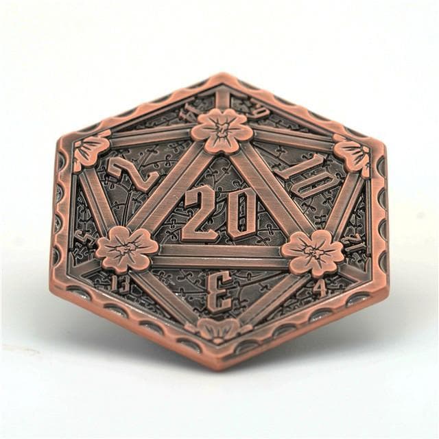 d2 | Metal d20 Coin | "Ancient Copper"