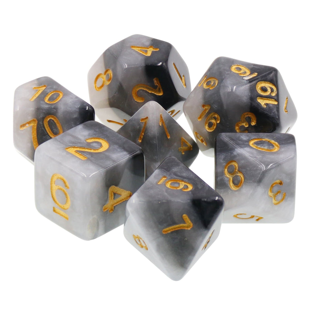 RPG Dice | "Graphite Sketch" Grey Gradient | Set of 7