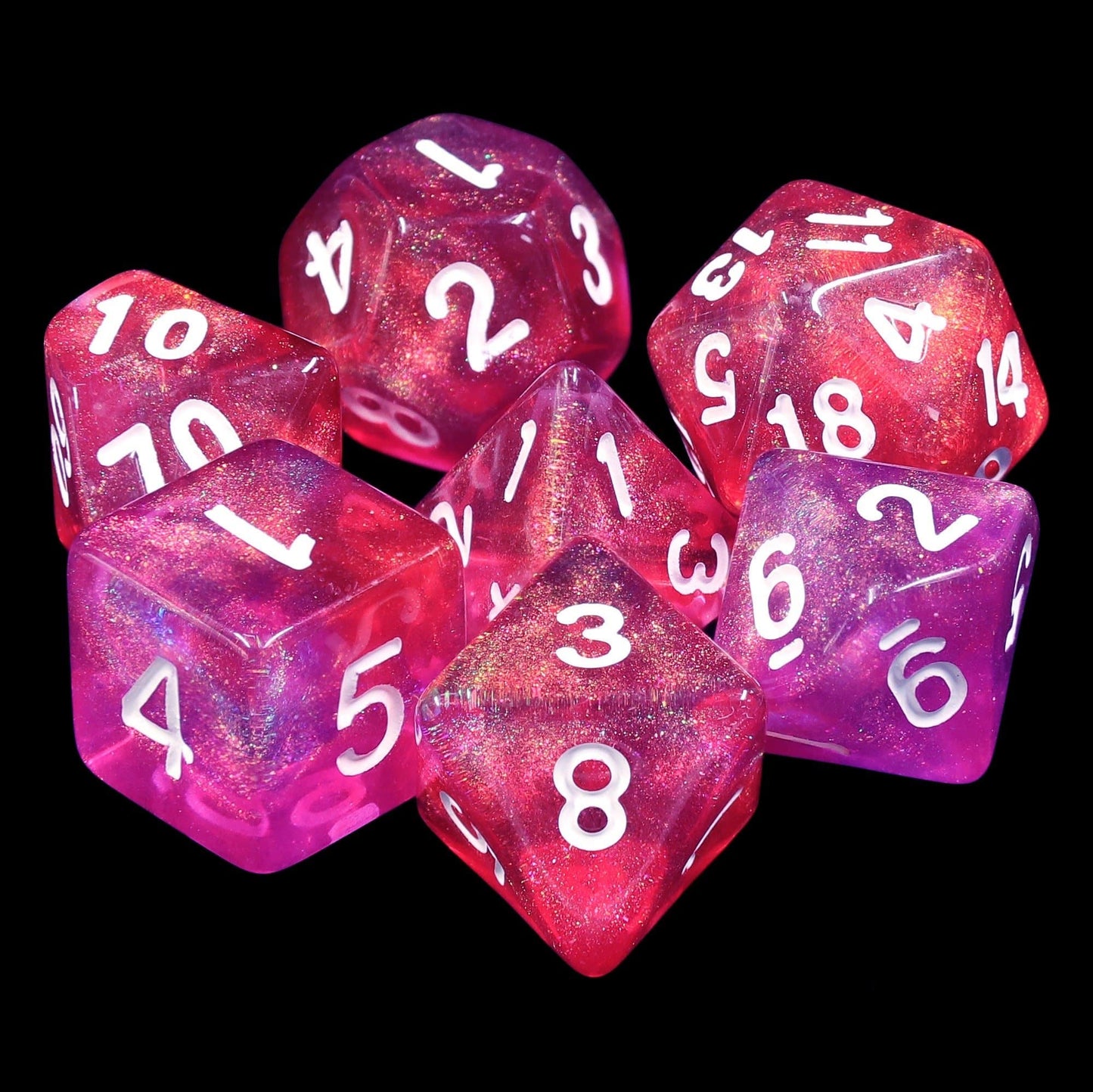 RPG Dice | "Scorching Ray" (White Ink) | Set of 7