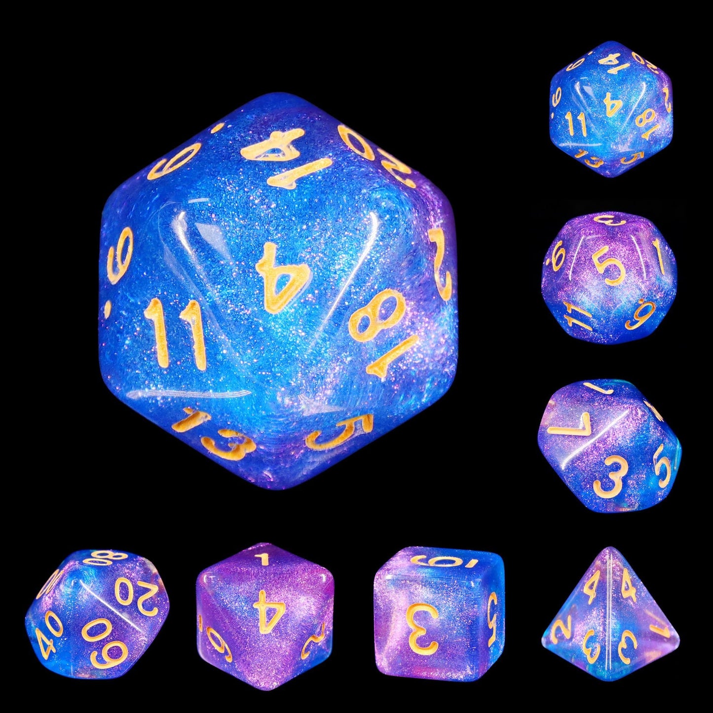 RPG Dice | "Straight On Til Morning" Gold Ink | Set of 7