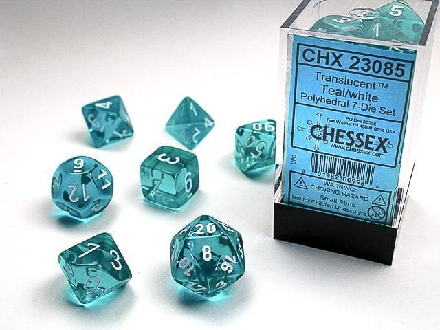 Chessex | Polyhedral Dice | Translucent | Teal/White