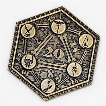 d2 | Metal d20 Coin | "Classes" Bronze