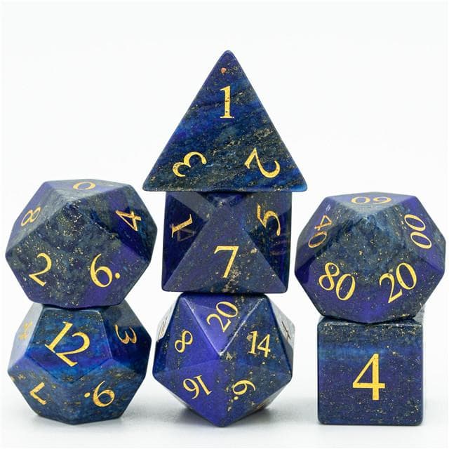 Polyhedral Dice Set | Gemstone | Natural Lapis Lazuli | Set of 7 (D0211)