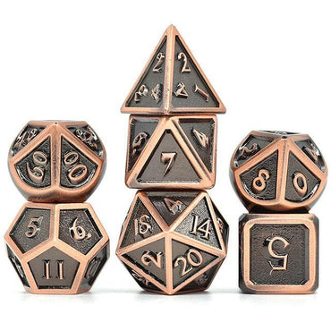 Metal Dice | Ancient Plated Copper | Set of 7