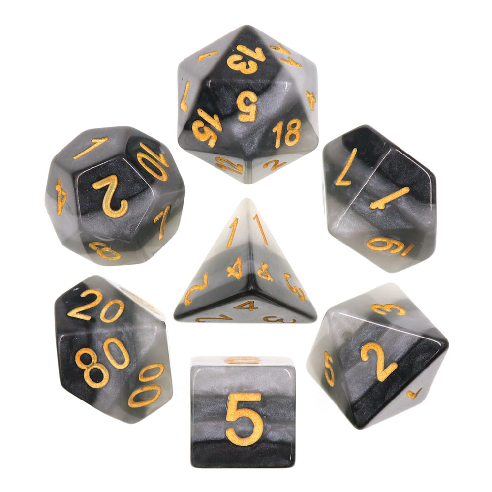 RPG Dice | "Graphite Sketch" Grey Gradient | Set of 7