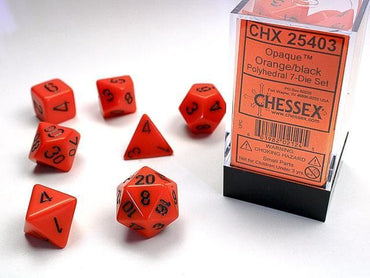 Chessex | Polyhedral Dice | Opaque | Orange/Black