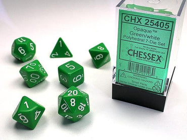 Chessex | Polyhedral Dice | Opaque | Green/White