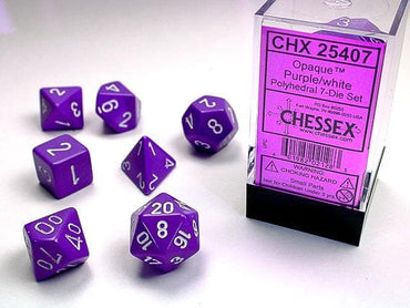 Chessex | Polyhedral Dice | Opaque | Purple/White
