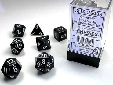 Chessex | Polyhedral Dice | Opaque | Black/White