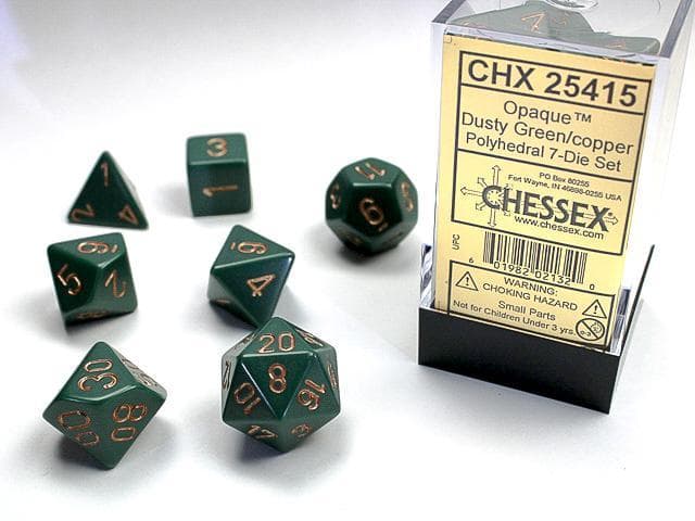 Chessex | Polyhedral Dice | Opaque | Dusty Green/Copper