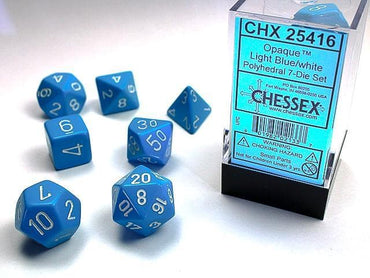 Chessex | Polyhedral Dice | Opaque | Light Blue/White