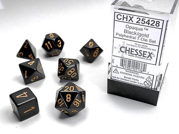 Chessex | Polyhedral Dice | Opaque | Black/Gold