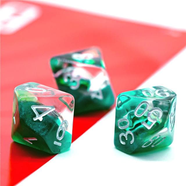 Polyhedral Dice Set | Resin | "Forest Dragon's Eye" | Set of 7 (D0114)
