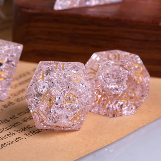 Glass Dice | Pink Fractal | Set of 7