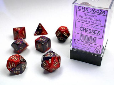 Chessex | Polyhedral Dice | Gemini | Purple-Red/Gold