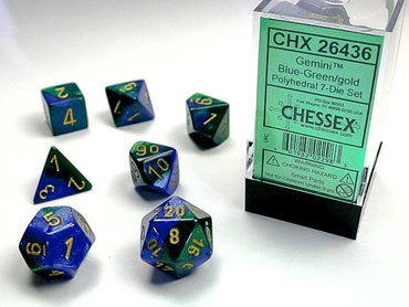 Chessex | Polyhedral Dice | Gemini | Blue-Green/Gold