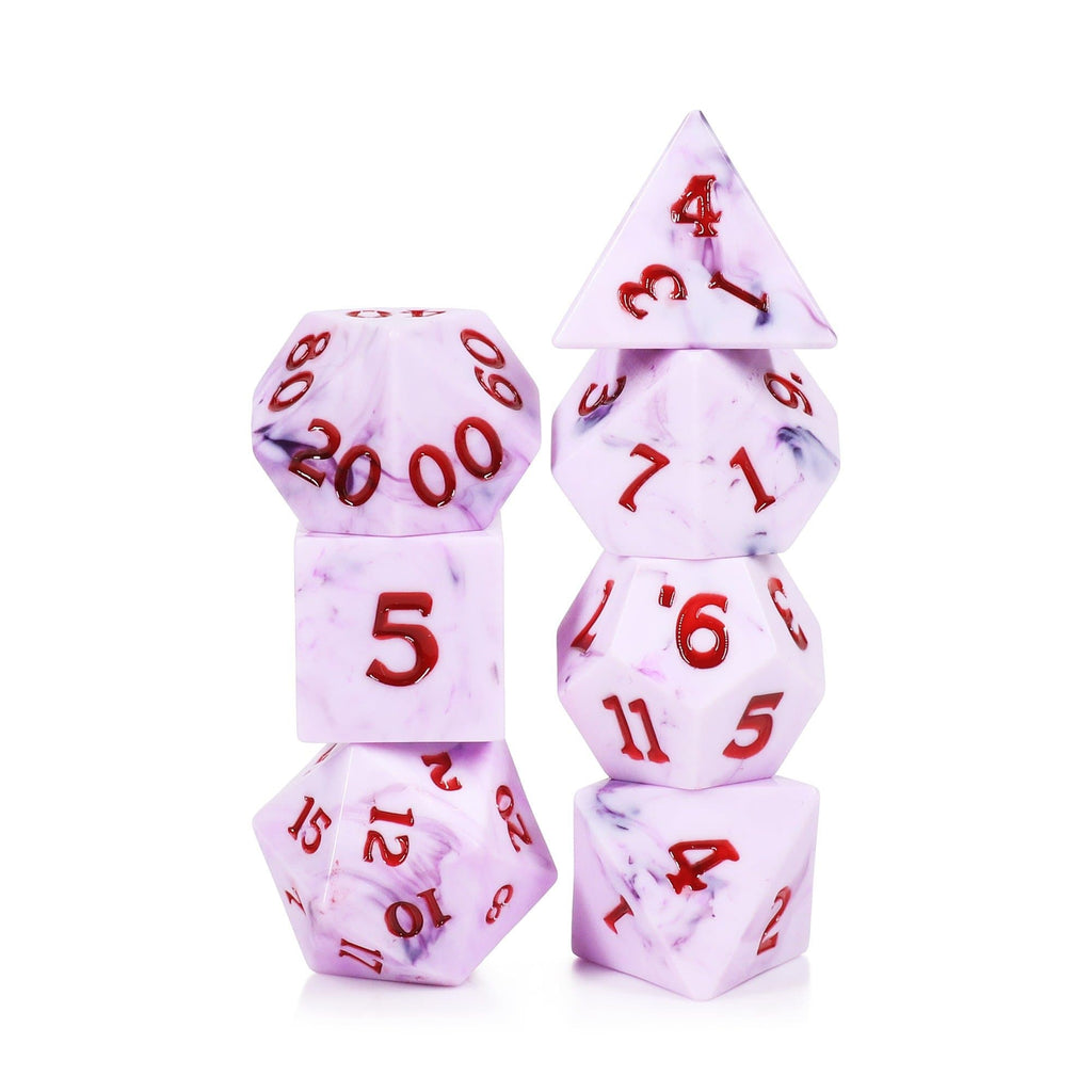 RPG Dice | "Blood and Bone" (Sharp Edged) | Set of 7