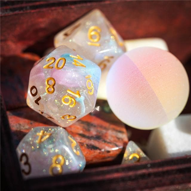 RPG Dice | "Ethereal Shimmer" | Set of 7