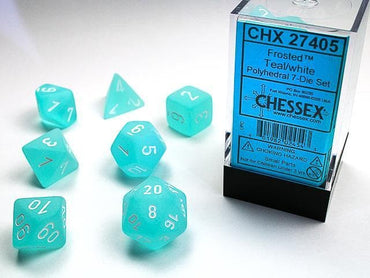 CHX 27405 Polyhedral Frosted Teal/white 7-Die Set
