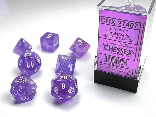 Chessex | Polyhedral Dice | Borealis | Purple/White