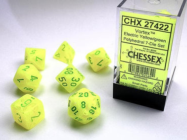 Chessex | Polyhedral Dice | Vortex | Bright Electric Yellow/Green