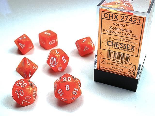 Chessex | Polyhedral Dice | Vortex | Solar/White