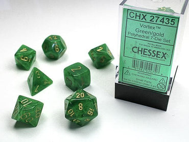 CHX 27435 Polyhedral Vortex Green/gold 7-Die Set