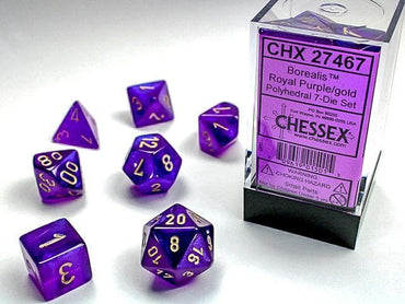 Chessex | Polyhedral Dice | Borealis | Royal Purple/Gold