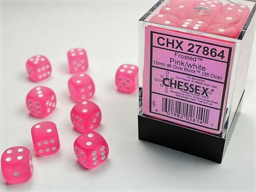 Chessex | 12mm d6 Dice Block | Frosted | Pink/White