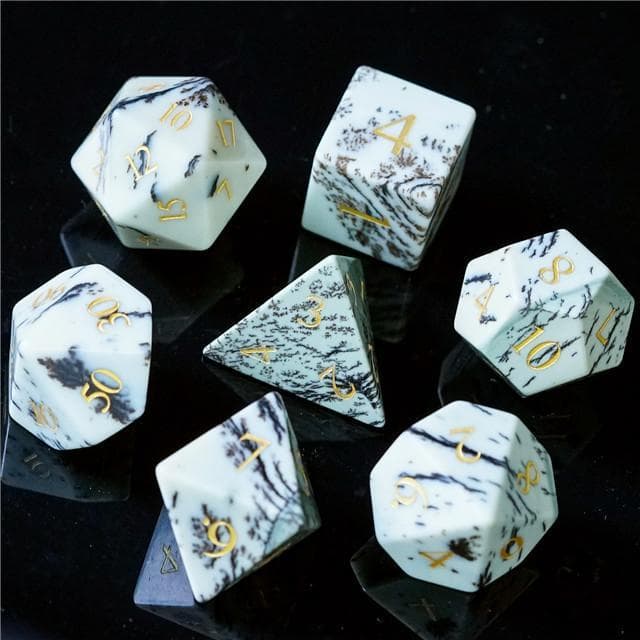 Gemstone Dice | Picture Jasper | Set of 7