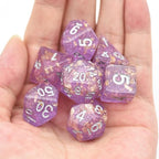 RPG Dice | "Gold Leaf" Purple & Silver | Set of 7