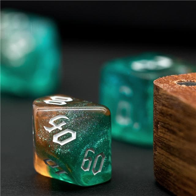 RPG Dice | "Gaea Thorns" White Ink | Set of 7