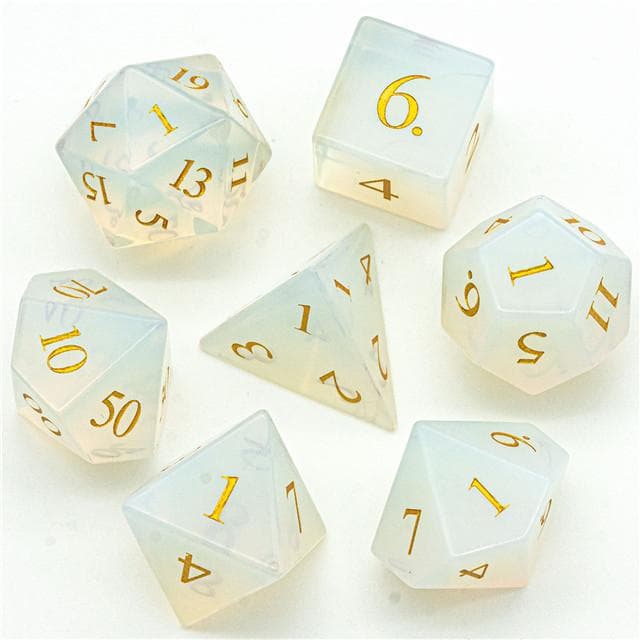 Polyhedral Dice Set | Glass | "Opalite Shine" | Set of 7 (D0217)