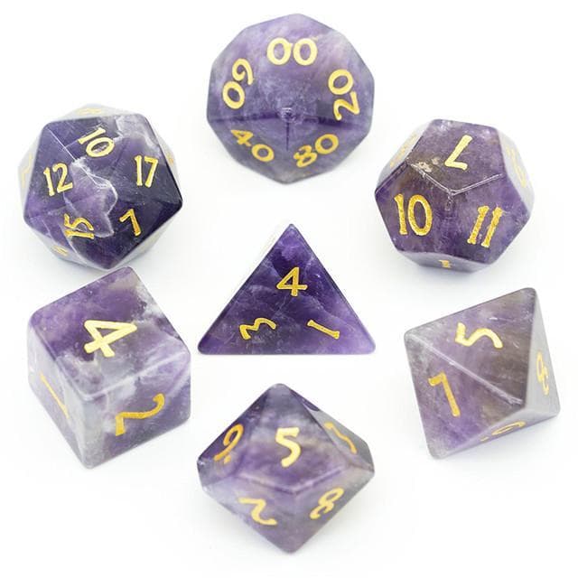 Gemstone Dice | Natural Amethyst | Set of 7