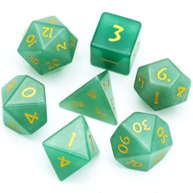 Gemstone Dice | Natural Green Aventurine | Set of 7