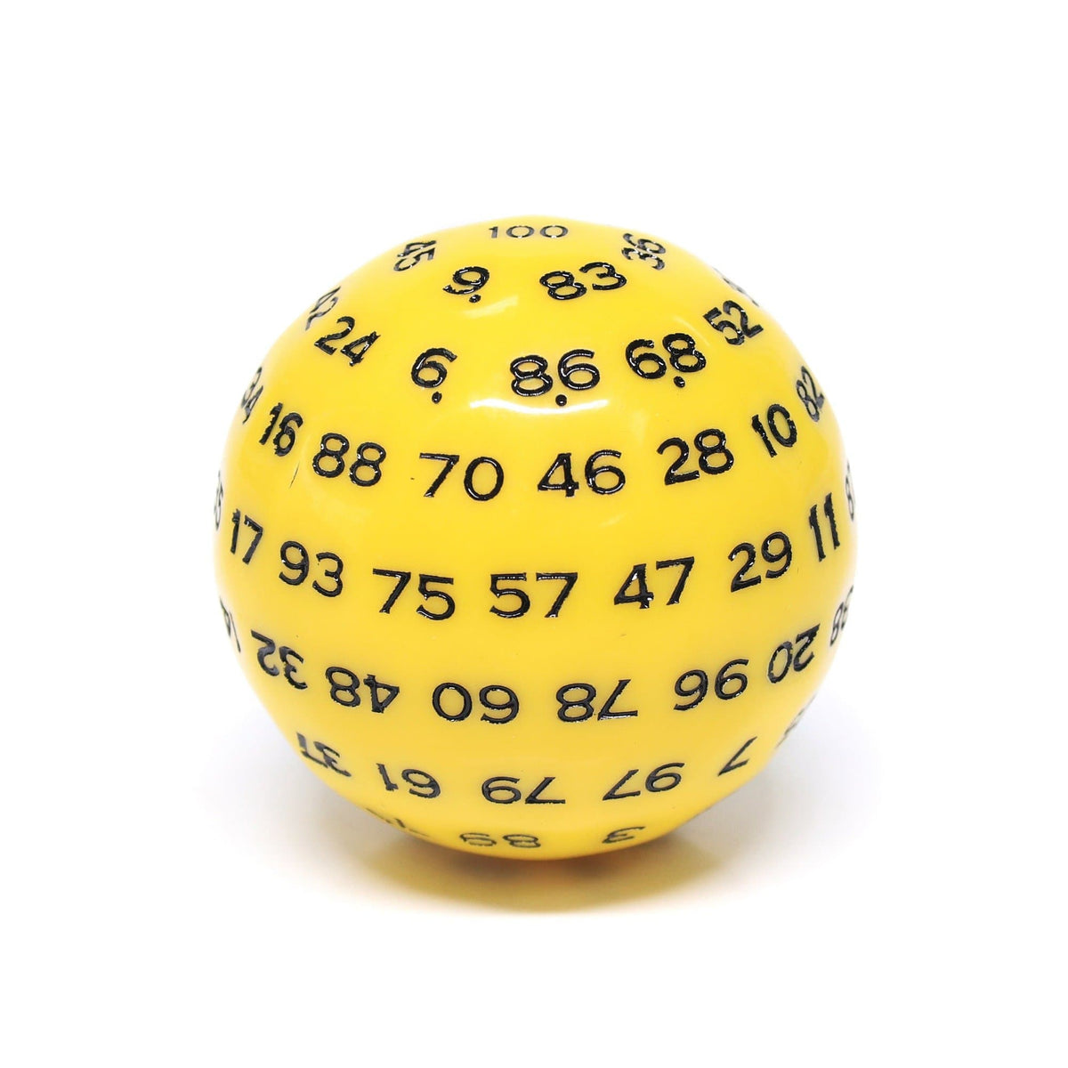 RPG Dice | d100 | Solid Yellow | Black Ink