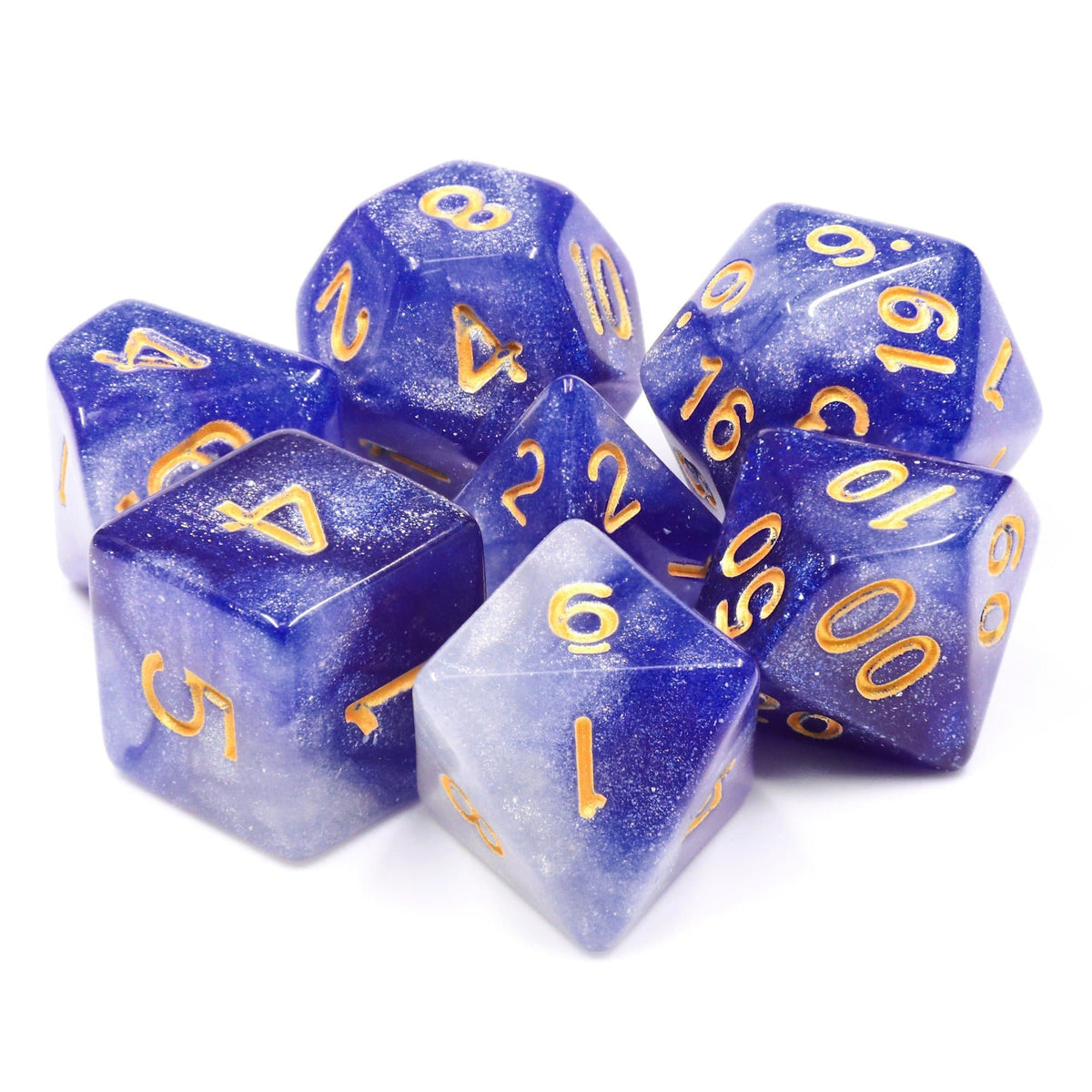 RPG Dice | "To Boldly Go" Gold Ink | Set of 7