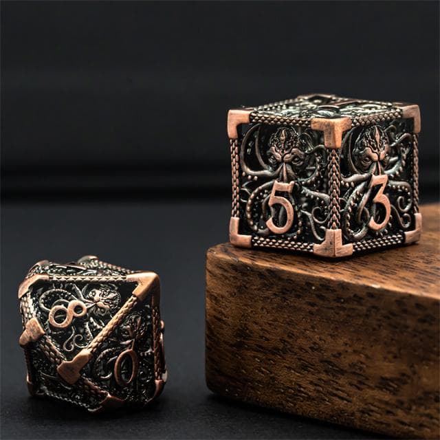 Metal Dice | Hollow "Eldritch Horror" Copper | Set of 7