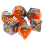 RPG Dice | "Molten Steel" Blend Silver Orange | Set of 7