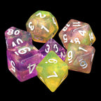 Polyhedral Dice Set | Acrylic | "Eldritch Blast" (White Ink) | Set of 7 (D0077)