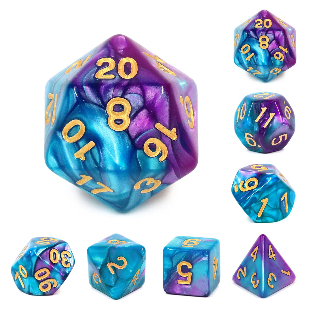RPG Dice | Blend Blue Bright Purple | Set of 7