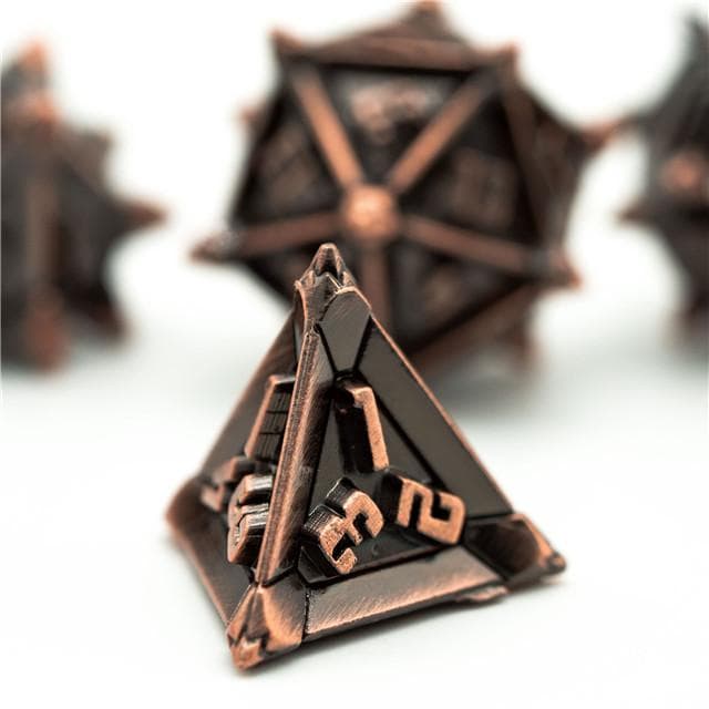 Metal Dice | "Cruel Caltrops" Brushed Copper | Set of 7