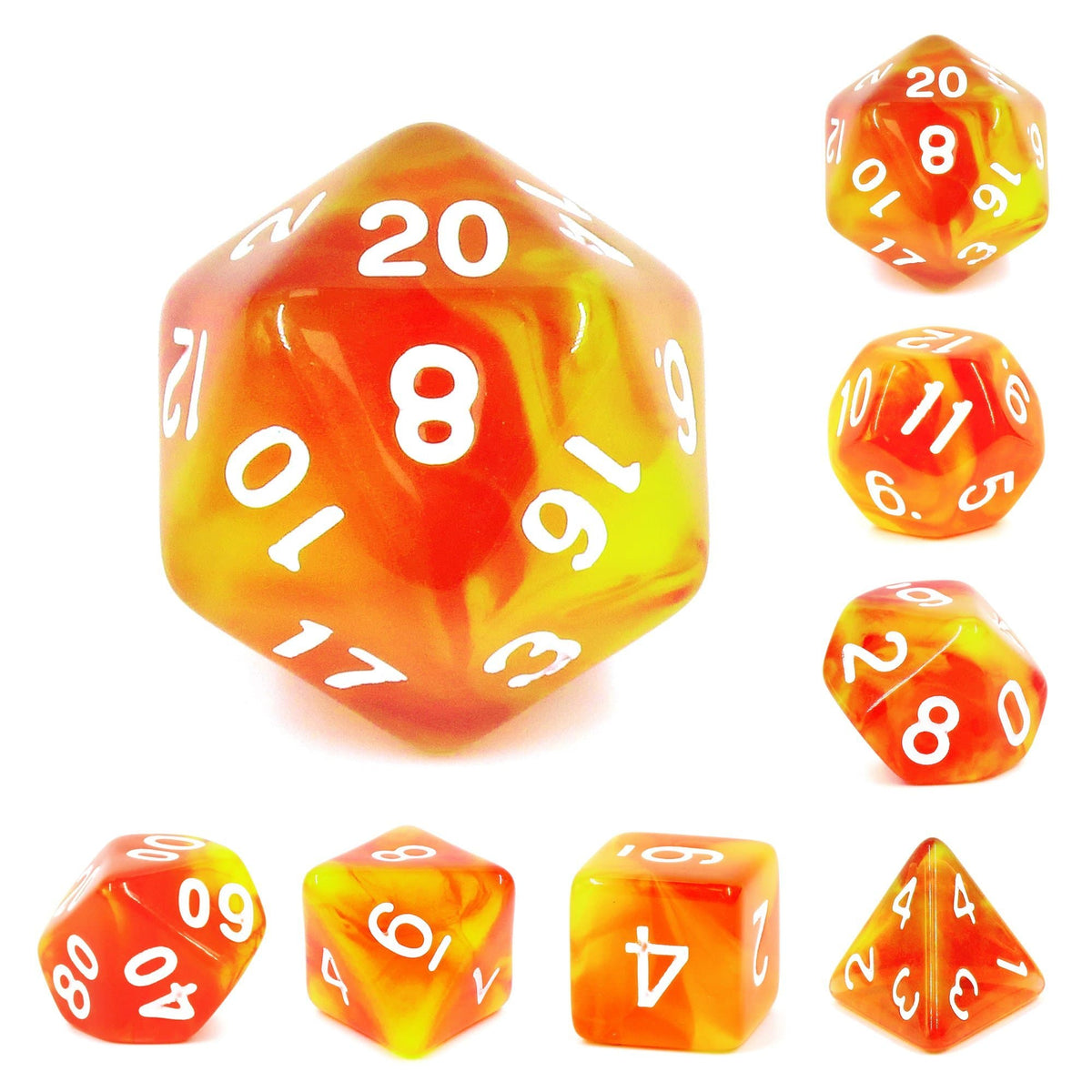 Polyhedral Dice Set | Acrylic | "Rising Phoenix" | Set of 7 (D0095)