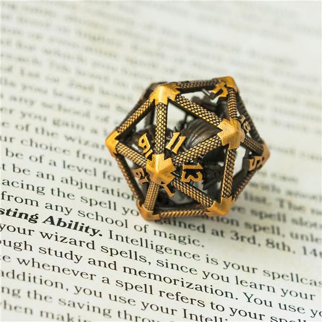 Metal Dice | Hollow "Flying Dragon" | Golden