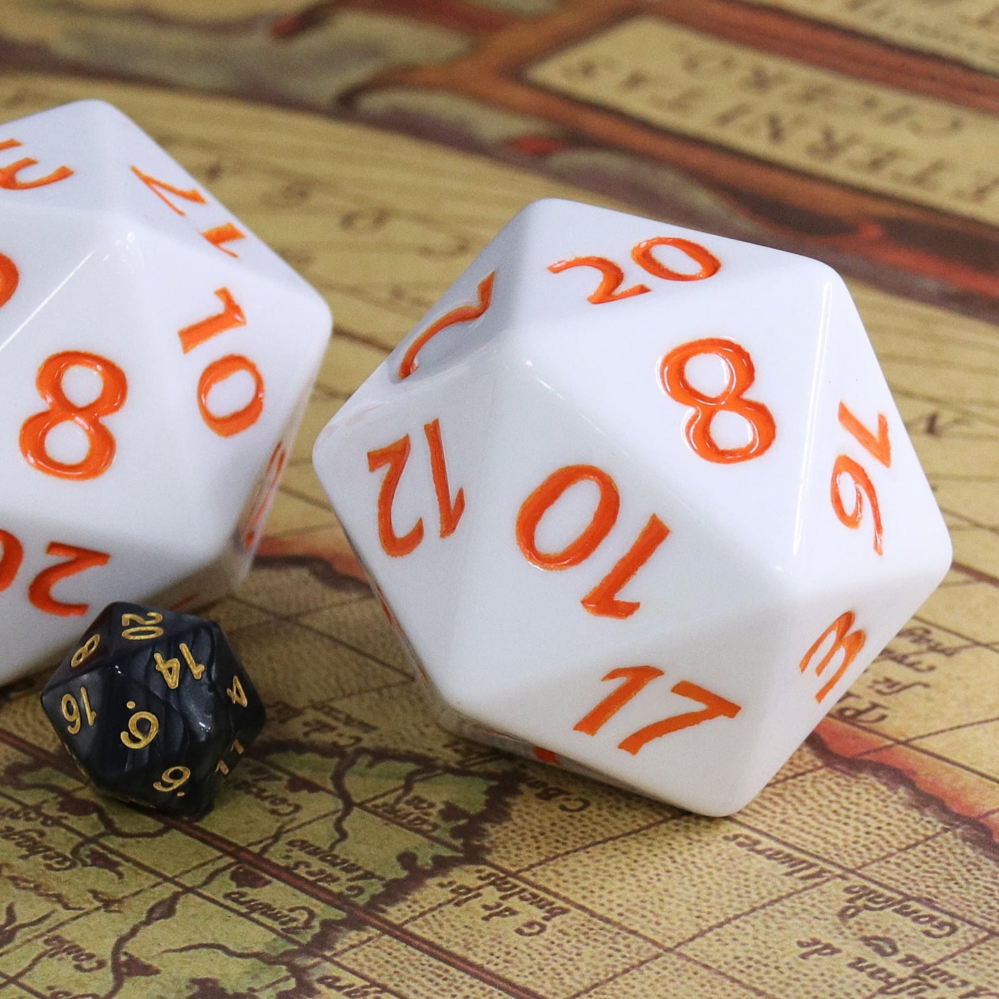 Colossal d20 (55mm) | White w/ Orange Ink