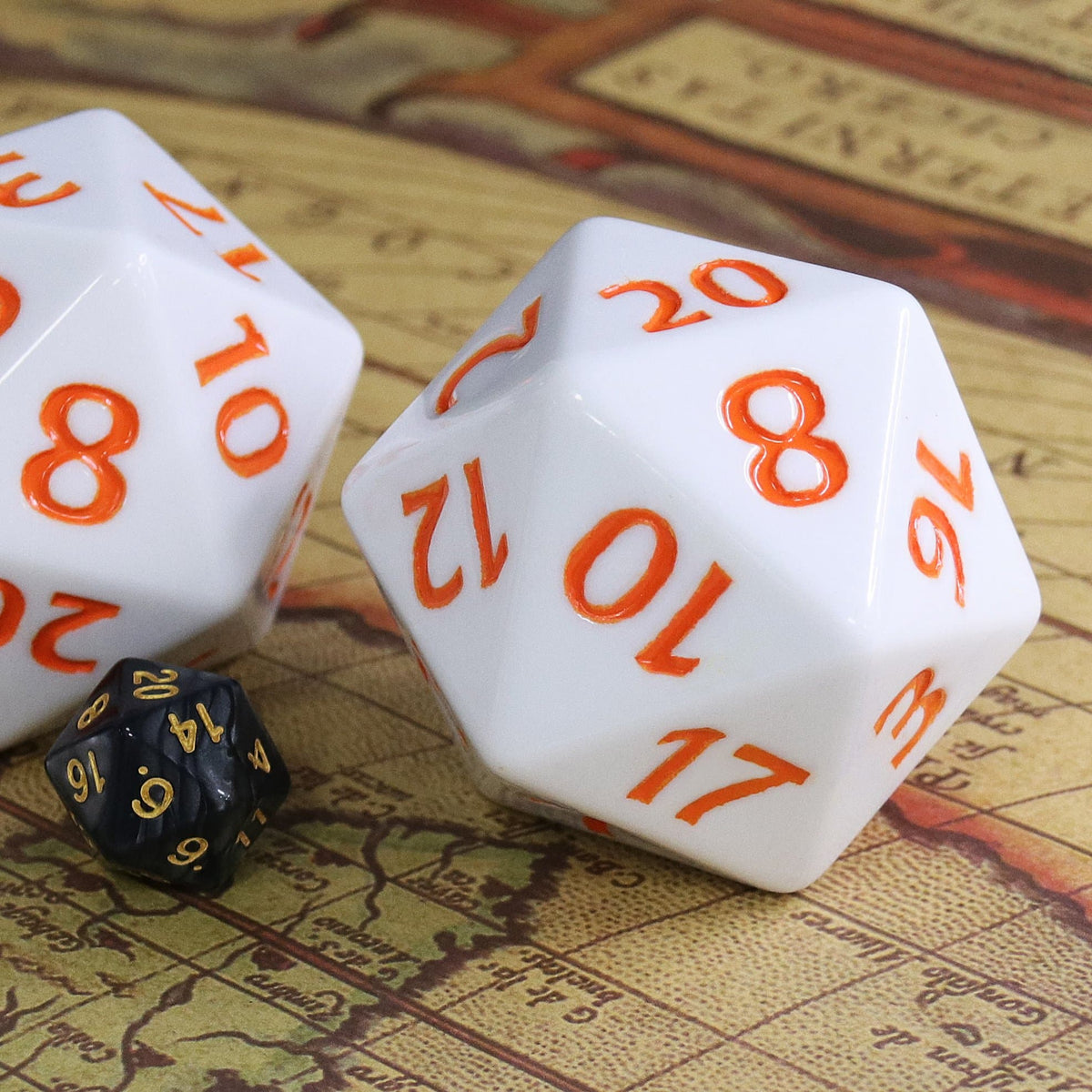 Colossal d20 (55mm) | White w/ Orange Ink