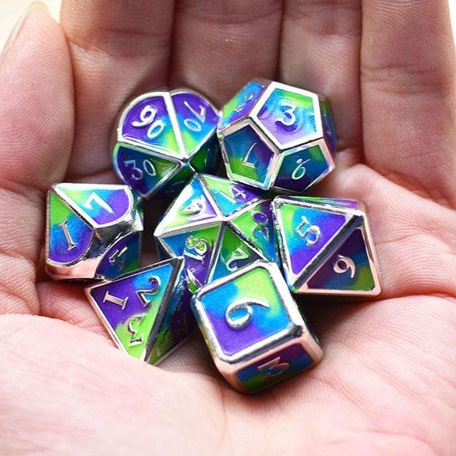 Metal Dice | "Monet" Enamel | Set of 7